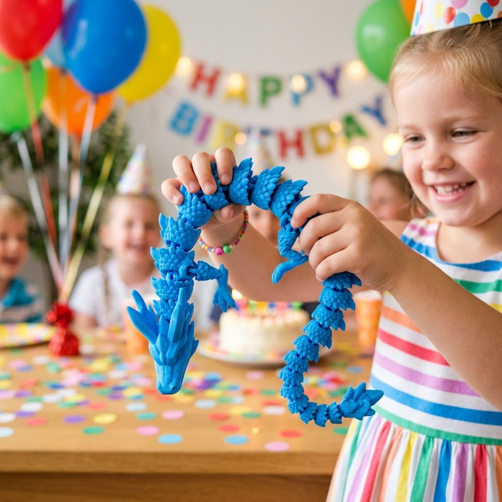3D Printed Articulated Dragon — flexible multi-jointed birthday party favor